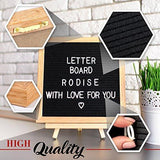 Black Felt Letter Board with Scissors-364 Letters, Emoji Sign & Numbers, Special Storage Bag, Wood Stand. Changeable Message Boards, Oak Frame 10x10 inch, Wall Mount, Perfect Gift