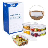 Bayco Large Glass Meal Prep Containers, [5 Pack, 36oz | 4.5cups] Glass Food Storage Containers with Lids, Airtight Glass Bento Boxes, BPA Free & FDA Approved & Leak Proof (5 lids & 5 Containers)
