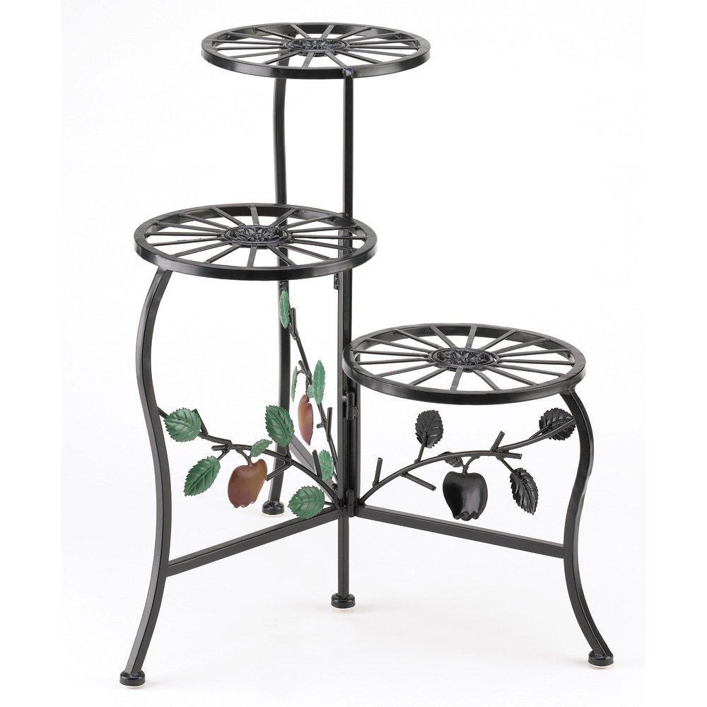 Gifts & Decor Country Apple Plant Stand Shelf Holds 3-Flower Pot