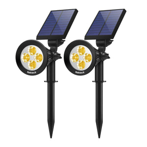 Nekteck Solar Powered Garden Spotlight - Outdoor Spot Light for Walkways, Landscaping, Security, Etc. - Ground or Wall Mount Options (2 Pack, White)