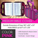 Bible Covers for Women & Girls | Bible Carrying Case | Small-Medium Bible Cover with Handles | Soft Carrying Case Fabric | Multiple Colors Available | with Pen Holders | 100% Cotton Material (Purple)