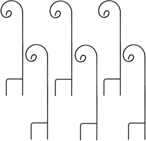 Shepherd's Hooks, Black, Made of Premium Metal for Hanging Solar Lights, Bird Feeders, Mason Jars, Plant Hangers, Flower Basket, (6 Pack) by AshmanOnline