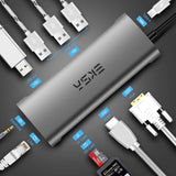 EKSA USB C Hub, 11 in 1 USB Type C Multiport Adapter for MacBook Pro and Other Type C Laptops, 4K USB C to HDMI, VGA, 4 USB Ports, Gigabit Ethernet, SD/TF Card Reader, Audio Port and Power Delivery