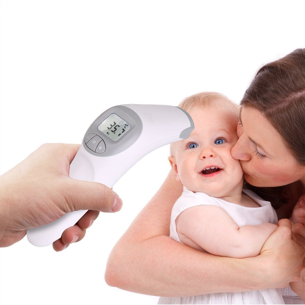 Fam-health Non Contact Infrared Digital Forehead Thermometer for Baby, Adult and Elderly - 20 Memory Recall- Fever Alarm [2018 New Version] (Grey)