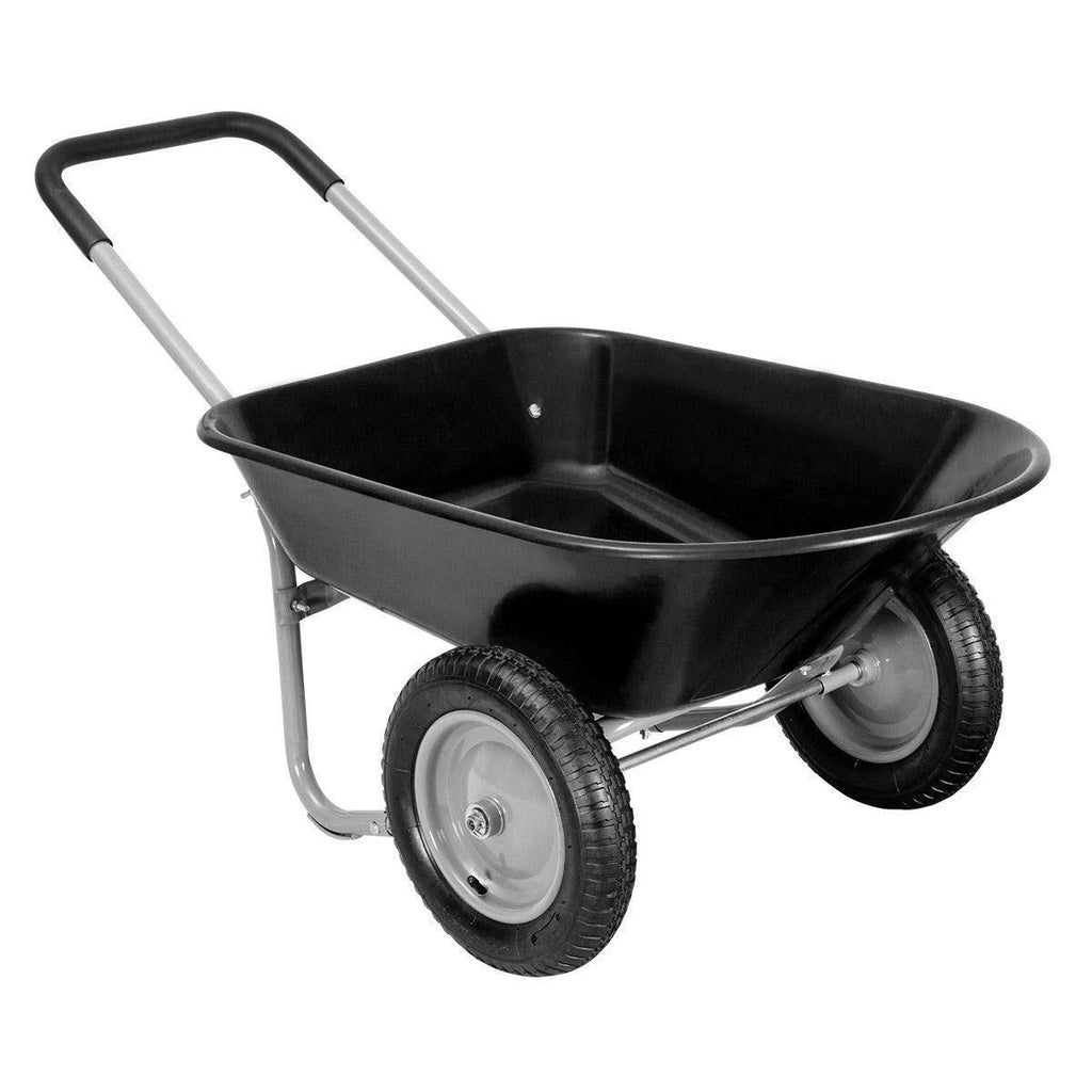 Giantex 2 Tire Wheelbarrow Yard Garden Cart Heavy Duty Landscape Wagon for Outdoor Lawn Use Utility Hualing Cart 330Lbs Load Capacity, Black