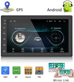 Podofo Double Din Car Radio GPS Navigation Android Car Stereo 7 Inch HD Touch Screen Car MP5 Player Dual USB AUX in Support Bluetooth WiFi GPS FM Radio Android/iOS Mirror Link with Rear Camera