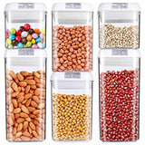 Food Storage Container, MCIRCO Air-Tight Cereal & Dry Food Storage Set- 6 Piece Set with Free 20 Pcs Chalkboard Labels - Food Grade Durable Plastic BPA Free - Keep Food Dry & Fresh with Easy Lock