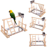 QBLEEV Parrots Playstand Bird Playground Wood Perch Gym Stand Playpen Ladder with Toys Exercise Playgym for Conure Lovebirds