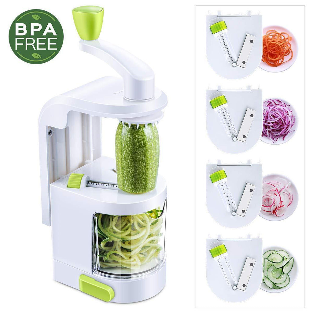 Spiralizer Vegetable Slicer, 4-Blade Vegetable Spiralizer, Heavy Duty Spiral Slicer, Zucchini Noodle & Veggie Pasta & Spaghetti Maker with Powerful Suction Base for Healthy Low Carb
