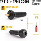 TQ Pro. TR414 Rubber Snap-in Tire Valve Stem (100pcs/bag) (Valve Tool in)