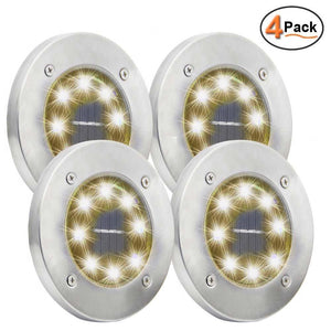 Maggift Solar Ground Lights, 8 LED Garden Pathway Outdoor In-Ground Lights, 4 Pack (White)