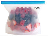 Yulo Sili-Bags Reusable Silicone Food Storage Bags (5 Pack) NEW design, reusable snack bags, freezer bags, AIRTIGHT sandwich bag, ECO friendly, microwavable, [5x Large 33 fl.oz reusable silicone bag]