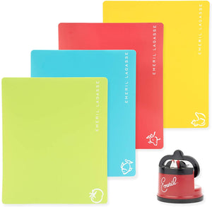 Emeril Lagasse Everyday 4-Piece Multi Colored Nonstick Cutting Board Mats | Crosshatched Grip Back