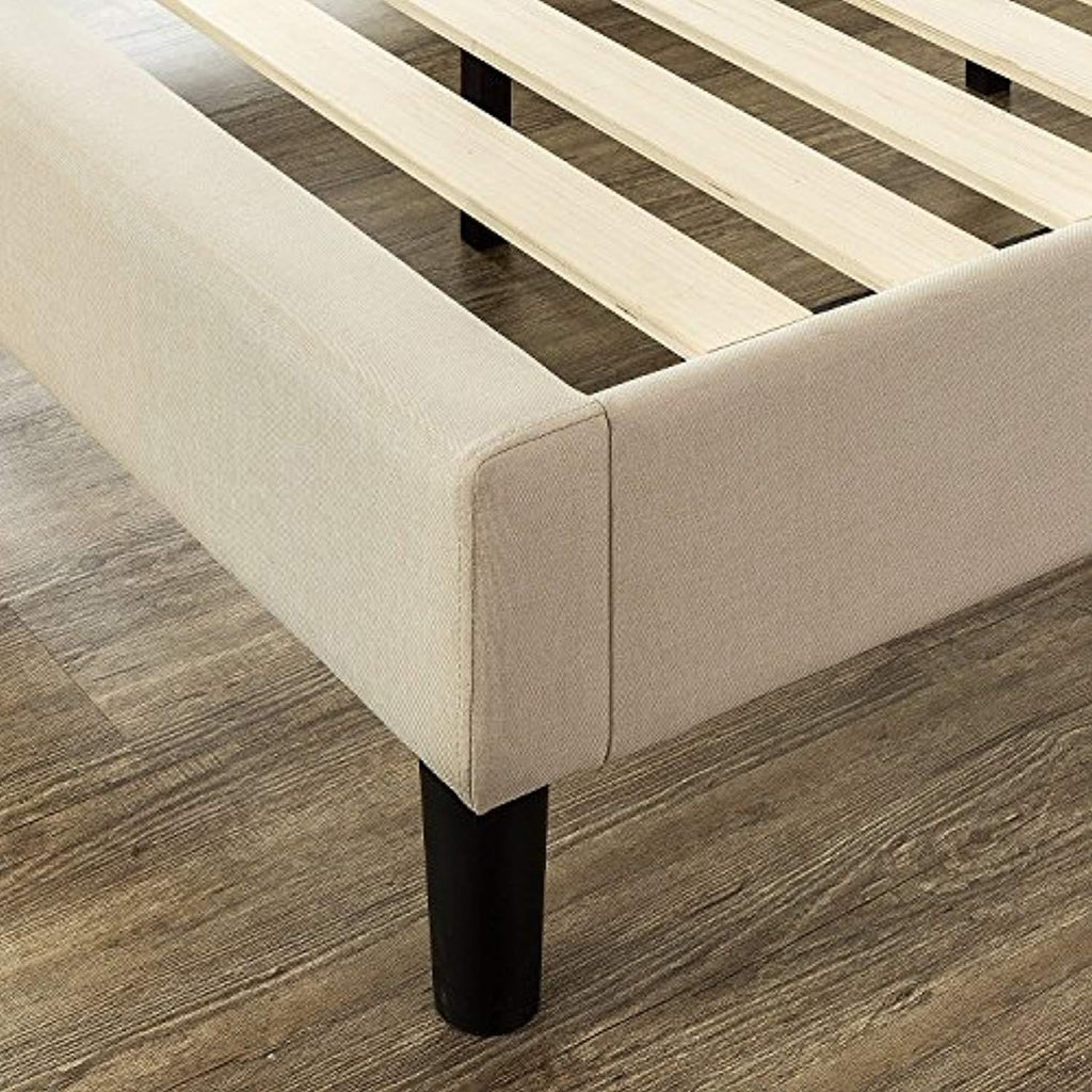 Zinus Misty Upholstered Modern Classic Tufted Platform Bed / Mattress Foundation / Easy Assembly / Strong Wood Slat Support, Queen