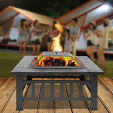 Bonnlo 32” Fire Pit Outdoor Wood Burning Table Backyard, Terrace, Patio, Camping - Includes Mesh Spark Screen Top and Poker