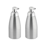 mDesign Modern Metal Foaming Soap Dispenser Pump Bottle for Kitchen Sink Countertop, Bathroom Vanity, Utility/Laundry Room, Garage - Save on Soap - Rust Free Aluminum - 4 Pack - Brushed/Silver