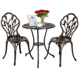 HOMEFUN Bistro Table Set, Outdoor Patio Set 3 Piece Table and Chairs, Tulip Carving and Weather Resistant (Antique Bronze)