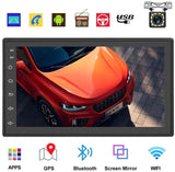 Podofo Double Din Car Radio GPS Navigation Android Car Stereo 7 Inch HD Touch Screen Car MP5 Player Dual USB AUX in Support Bluetooth WiFi GPS FM Radio Android/iOS Mirror Link with Rear Camera