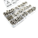 SpzcdZa 150pcs 304 Stainless Steel Serrated Hex Flange Nuts Flange Metric Hex Lock Nuts Assortment Kit (M3 M4 M5 M6 M8 M10 M12)