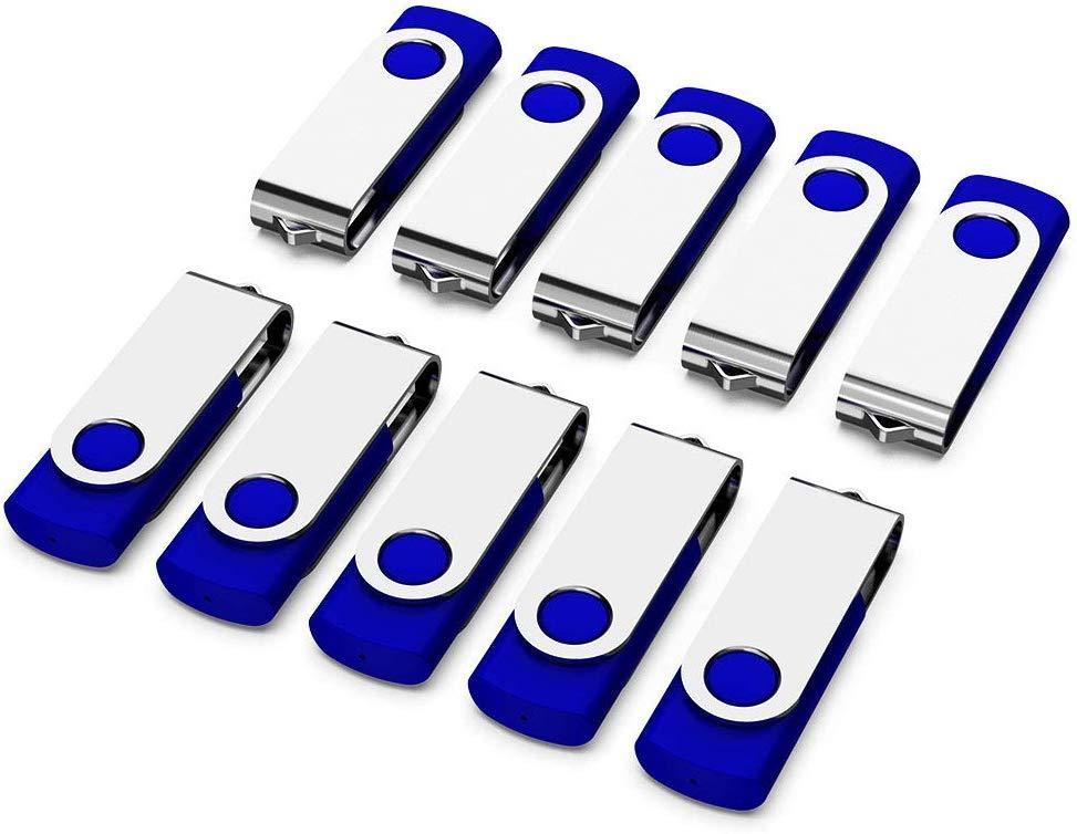 KEXIN 10 Pack 32 GB Flash Drive USB Thumb Drive 32GB USB 2.0 Drives Bulk Jump Drive Memory Stick Data Storage Pen Drive, Blue