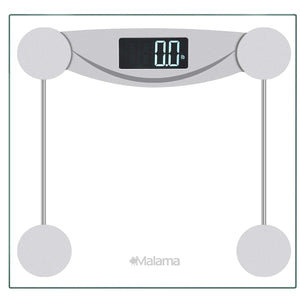 Malama Precision Digital Body Weight Bathroom Scale with Step-On Technology, LCD Backlit Display, 400 lbs Capacity and Accurate Weight Measurements, Silver