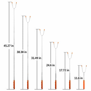 GikPal Marshmallow Roasting Sticks,6 Pack Portable BBQ Skewers Extending Stainless Steel, Hot Dog Forks with Extra Long 45 inch Telescoping Rotating Forks for BBQ Camping/ Campfire/ Fire Pit/ Bonfire