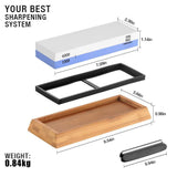 Sharpening Stone 1000/6000 2 Sides, Knife Sharpening Whetstone Grits with NonSlip Bamboo Base & Angle Guide, Kitchen Tools