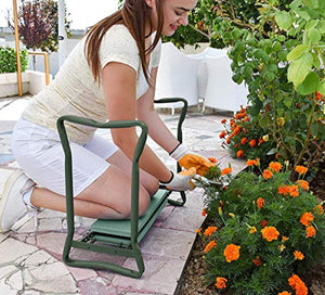 Garden Kneeler And Seat - Protects Your Knees, Clothes From Dirt & Grass Stains - Foldable Stool For Ease Of Storage - EVA Foam Pad - Sturdy and Lightweight - Bench Comes With A Free Tool Pouch!