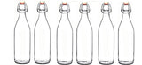 Seacoast Clear Glass Bottle with Swing Top Stopper, 33.75 Oz Round Pack of 4