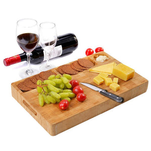 HHXRISE Original Large Plastic Cutting Board With 3 Built-In Compartments, Reversible Chopping Board, Anti-Slip Cutting Mat, Grip Handle And Juice Grooves, Easy Carry and Clean, BPA Free