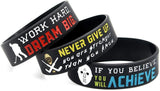 (6-Pack) Motivational Hockey Wristbands with Sports Quotes - Hockey Gifts Jewelry Accessories for Hockey Players Team Awards Party Favors - Unisex for Men Women Youth Teen Girls Boys