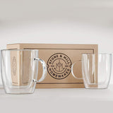 Stone & Mill 2 Glass Coffee Cups 12 oz, Insulated Double Wall Coffee Mugs AM-12 by Stone & Mill Homewares