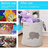 Storage Baskets, Junnom Collapsible & Convenient Laundry Bin/Laundry Basket/Laundry Hamper/Storage Solution for Office, Bedroom, Clothes, Toys - Super Cute Gray Elephant