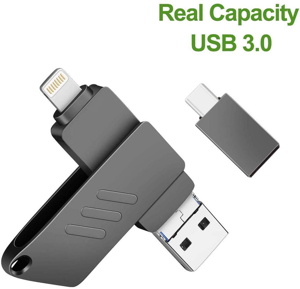 iOS Flash Drive for iPhone Photo Stick 32GB Memory Stick USB 3.0 External Storage Lightning Memory Stick for iPhone iPad Android Type c and Computers
