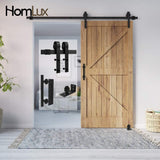 Homlux 6ft Heavy Duty Sturdy Sliding Barn Door Hardware Kit Single Door - Smoothly and Quietly - Simple and Easy to Install - Fit 1 3/8-1 3/4" Thickness Door Panel(Black)(J Shape Hangers)