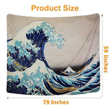 Tenaly Tapestry Wall Hanging, Great Wave Kanagawa Wall Tapestry with Art Nature Home Decorations for Living Room Bedroom Dorm Decor in 59.1x78.7 Inches