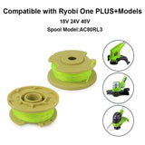 Thten Weed Eater Replacement Spools Compatible with Ryobi One Plus+ 18V 24V 40V AC80RL3 with AC14HCA String Trimmer Cap Covers 11ft 0.080” Cordless Auto-Feed Twist Single Line (6 Spool, 1 Cap) by Faracent
