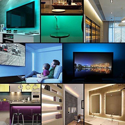 LED Strip Lights with Remote 5M 16.4 Ft 5050 RGB Flexible Color Changing Full Kit with RF Mini Controller, 12V 2A Power Supply for Home & Kitchen and Indoor Decoration