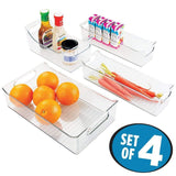 mDesign Kitchen, Pantry, Refrigerator, Freezer Storage Organizer Bins - Set of 4, Clear