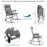 Bonnlo Set of 2 Zero Gravity Rocking Chair Patio Lawn Chair, Beach Reclining Folding Chairs, Outdoor Portable Recliner for Camping Fishing Beach (Grey-2pcs)