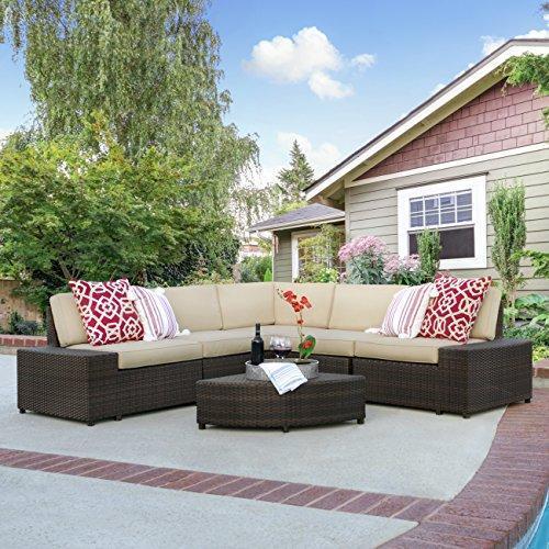 Best Choice Products 6-Piece Wicker Sectional Sofa Patio Furniture Set w/ 5 Seats, Brown