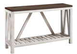 New 52 Inch A-Frame Rustic Entry Table - Dark Walnut Top with White Oak Finish