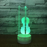 Violin Instrument Night Light 3D Visual Desk Lamp Violin Toy Household Home Room Decor 7 Colors Change Bedroom Touch Table Light Birthday Gift Christmas for Kids and Adult Violin Lover