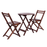 Giantex 3 Piece Table Chair Set Wood Folding Outdoor Patio Garden Pool Furniture (Brown)