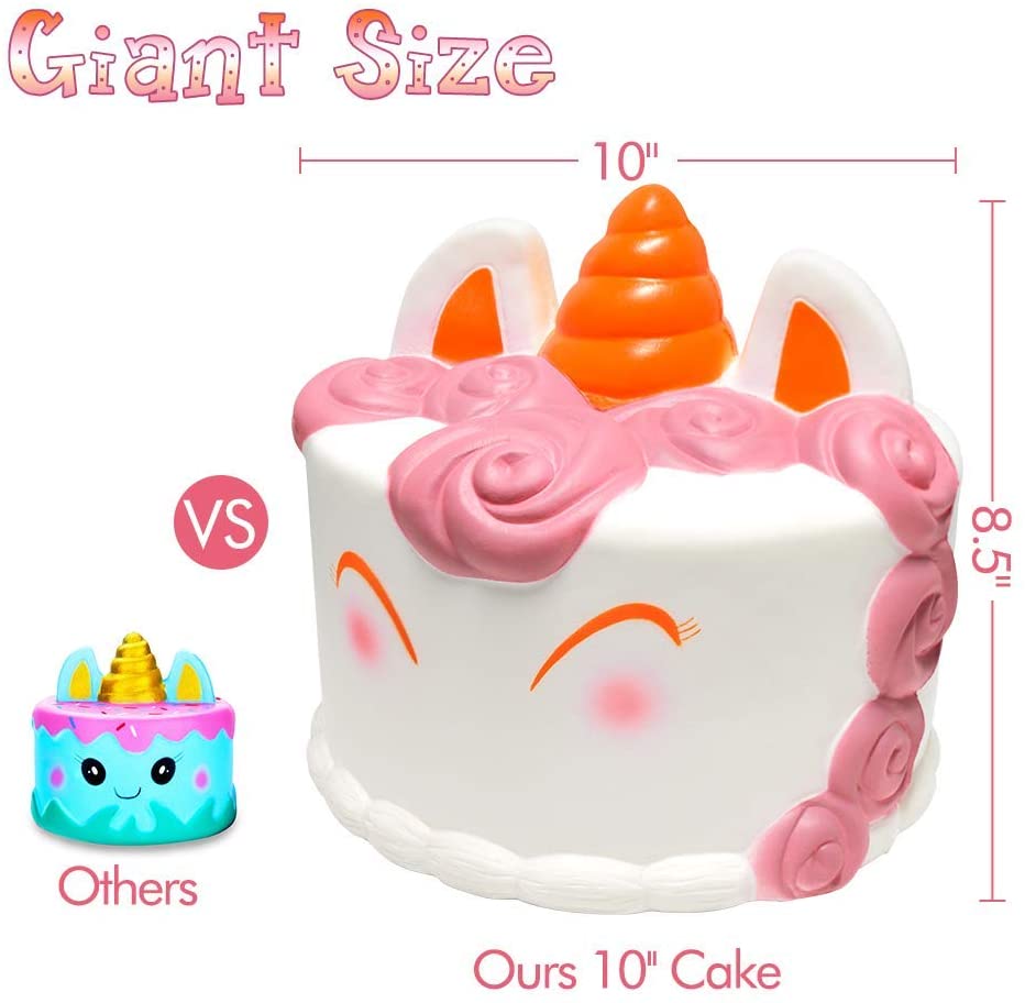 LUDILO 10" Jumbo Squishies Slow Rising Giant Squishy Large Cake Unicorn Squishys Toys Kawaii Unicorn Mousse Scented Squeeze Toys Kawaii Stress Relief Toys Novelty Toys Birthday Gifts for Kids Adults