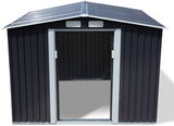 JAXSUNNY 8 x 8 ft Outdoor Backyard Garden Utility Tool Storage Shed Dark Gray w/Sliding Door Outdoor House