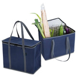 Reusable Grocery Insulated Shopping Bags - 2 Pack Extra Large Size, Collapsible & Foldable Heavy Duty Tote Bag with Durable Zipper and Handles