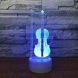 Violin Instrument Night Light 3D Visual Desk Lamp Violin Toy Household Home Room Decor 7 Colors Change Bedroom Touch Table Light Birthday Gift Christmas for Kids and Adult Violin Lover