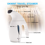 OKWINT Garment Steamer 180ml Portable Handheld Fabric Steamer Fast Heat-up Powerful Travel Garment Clothes Steamer with High Capacity for Home and Travel