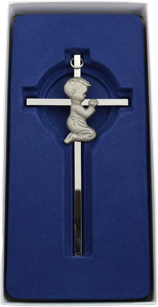 Silver Boy wall Cross Infant Blessing Baby Plaque Wall Decor Hanging Infant Gift Communion Baptism Birthday Great Gift New by Christian Living